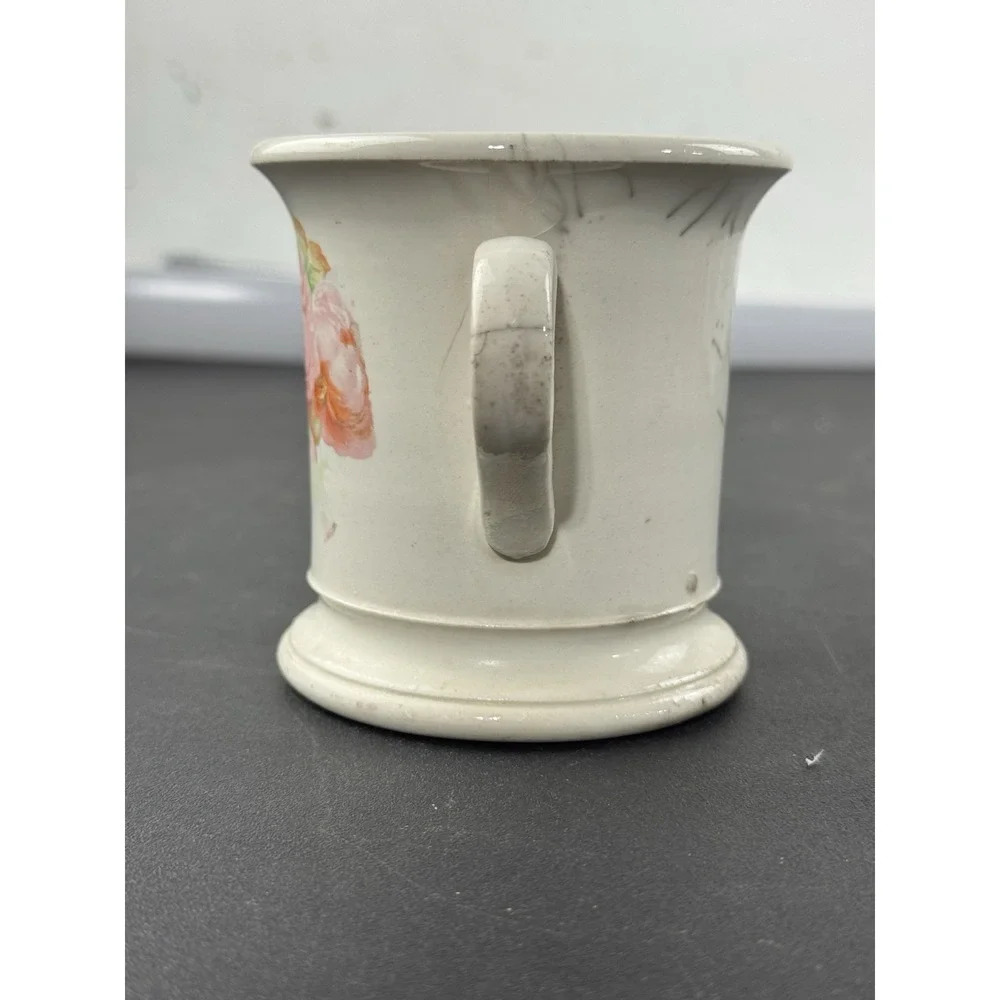 Antique Pottery Collective Shaving Mug Semi Vitreous Porcelain Floral Design
